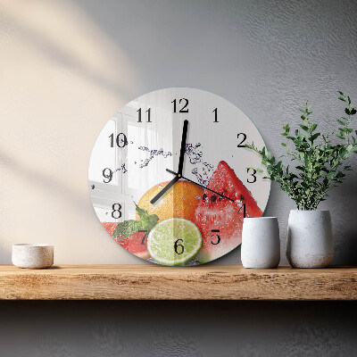 Runde wanduhr aus glas Obst