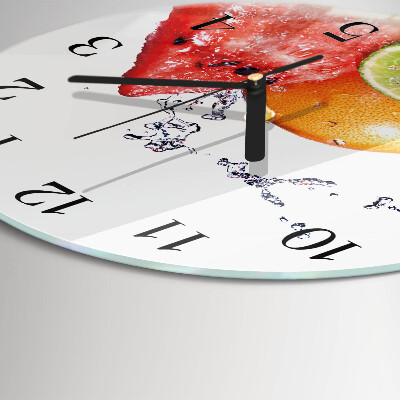 Runde wanduhr aus glas Obst