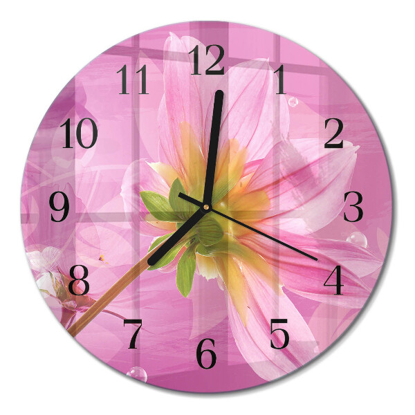 Glas wanduhr mit motiv rund Blume