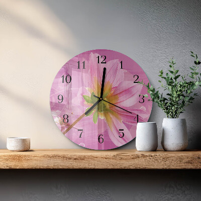 Glas wanduhr mit motiv rund Blume