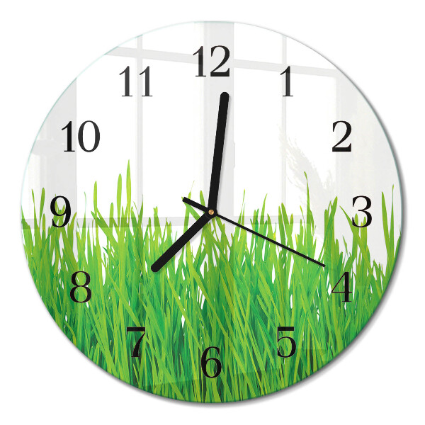 Glas wanduhr mit motiv rund Gras