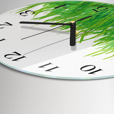 Glas wanduhr mit motiv rund Gras