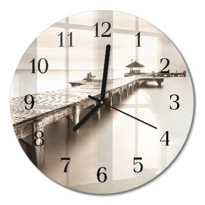 Runde wanduhr Holzbrücke