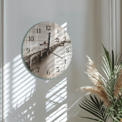 Runde wanduhr Holzbrücke