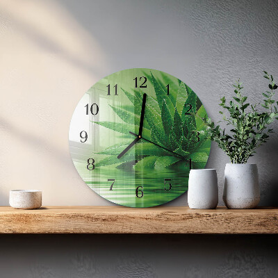 Runde wanduhr aus glas Aloe