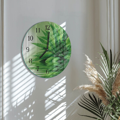 Runde wanduhr aus glas Aloe