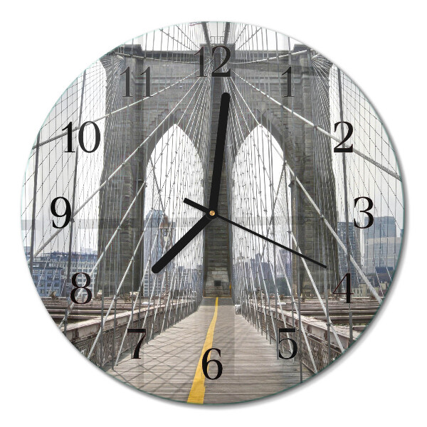 Glas wanduhr mit motiv rund Brooklyn Bridge