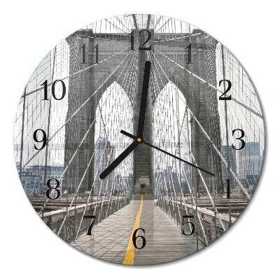 Glas wanduhr mit motiv rund Brooklyn Bridge
