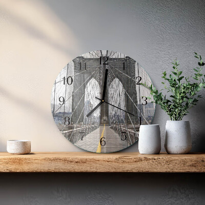 Glas wanduhr mit motiv rund Brooklyn Bridge