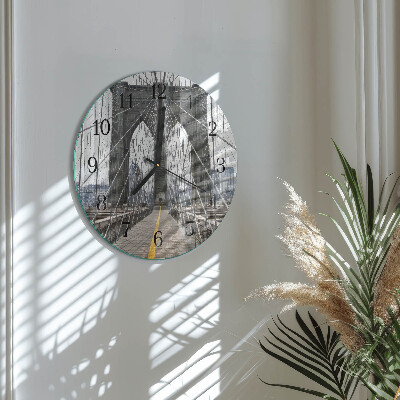 Glas wanduhr mit motiv rund Brooklyn Bridge