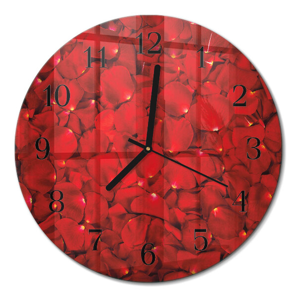 Runde wanduhr aus glas Rosenblätter