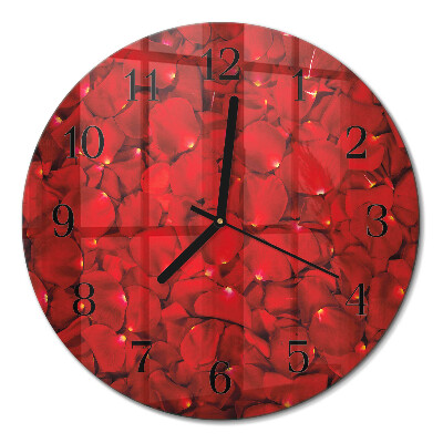 Runde wanduhr aus glas Rosenblätter