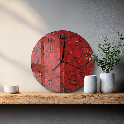 Runde wanduhr aus glas Rosenblätter