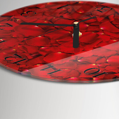 Runde wanduhr aus glas Rosenblätter
