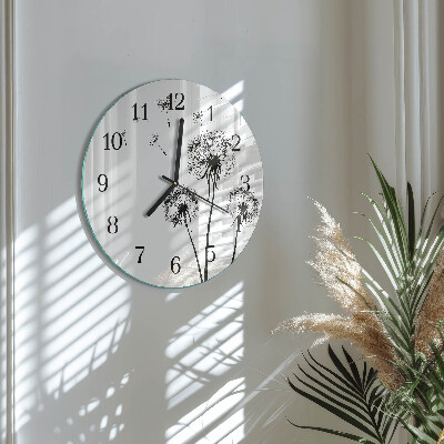 Wanduhr glas rund Löwenzahn