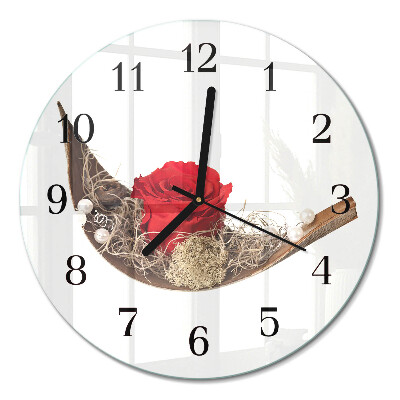 Glas wanduhr mit motiv rund Rose