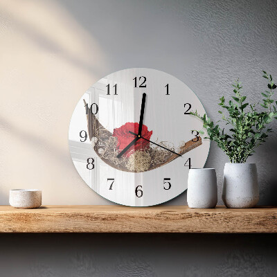 Glas wanduhr mit motiv rund Rose