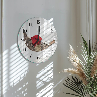 Glas wanduhr mit motiv rund Rose
