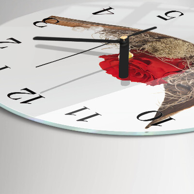 Glas wanduhr mit motiv rund Rose