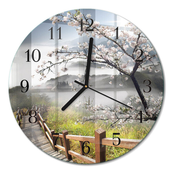 Wanduhr glas rund Frühling