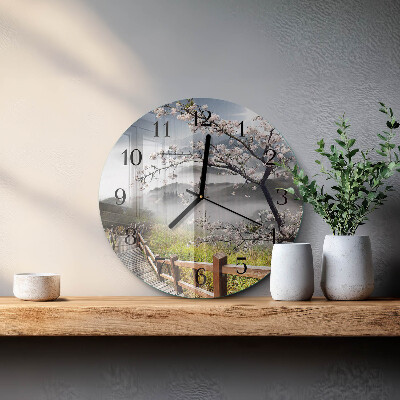 Wanduhr glas rund Frühling