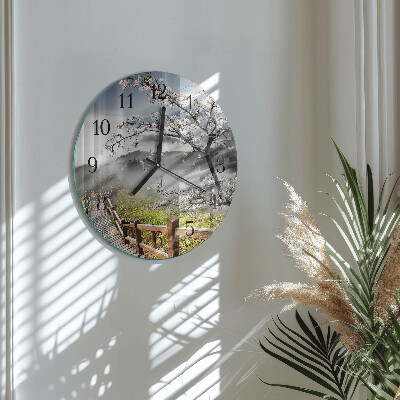 Wanduhr glas rund Frühling