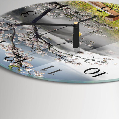 Wanduhr glas rund Frühling