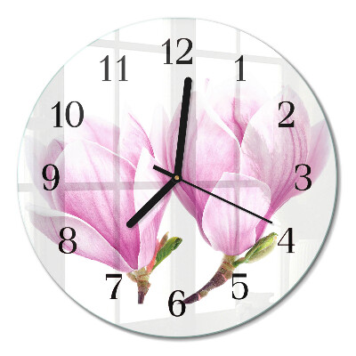 Runde wanduhr aus glas Magnolie