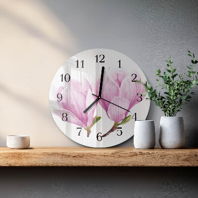 Runde wanduhr aus glas Magnolie
