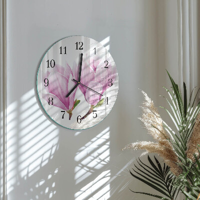 Runde wanduhr aus glas Magnolie