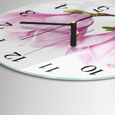 Runde wanduhr aus glas Magnolie