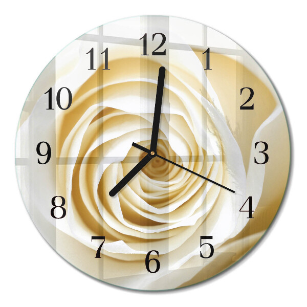 Glas wanduhr mit motiv rund Rose