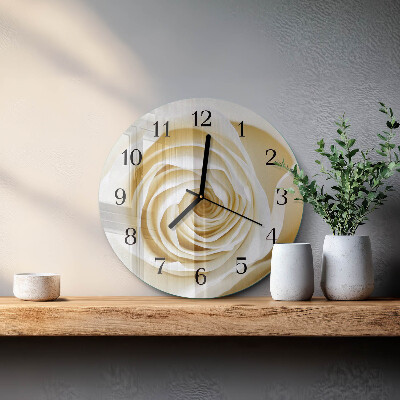 Glas wanduhr mit motiv rund Rose