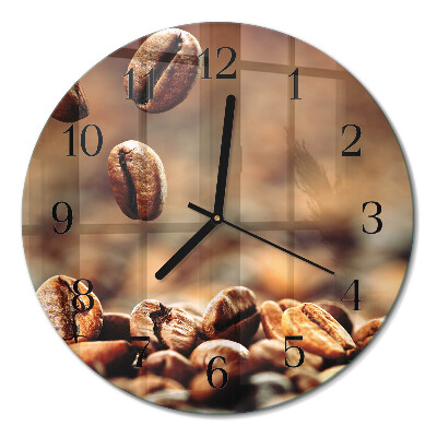 Wanduhr glas rund Kaffeebohnen