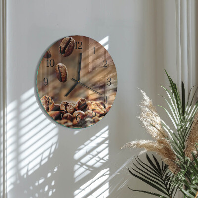 Wanduhr glas rund Kaffeebohnen