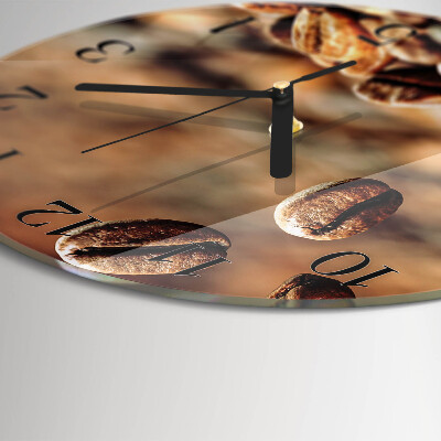 Wanduhr glas rund Kaffeebohnen