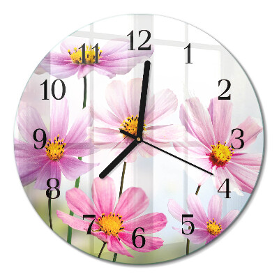 Runde wanduhr aus glas Blumen