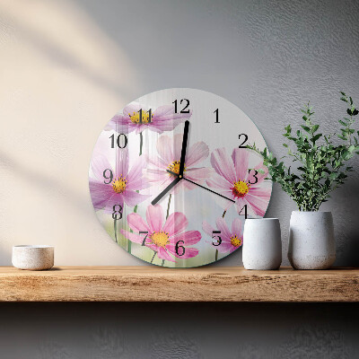 Runde wanduhr aus glas Blumen