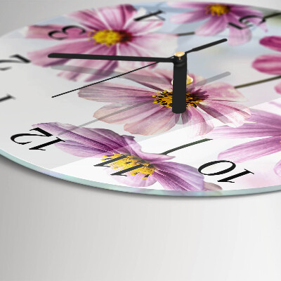 Runde wanduhr aus glas Blumen