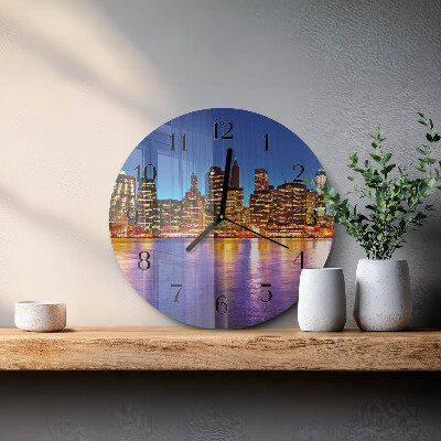 Runde wanduhr aus glas Horizont