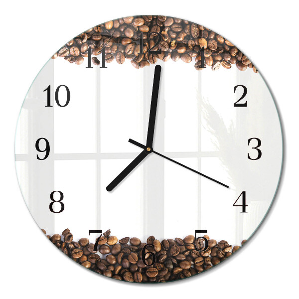 Glas wanduhr mit motiv rund Kaffeebohnen