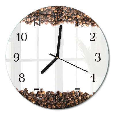 Glas wanduhr mit motiv rund Kaffeebohnen