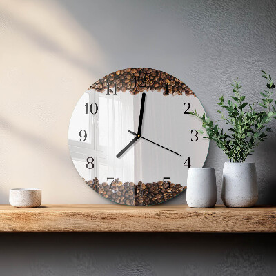 Glas wanduhr mit motiv rund Kaffeebohnen