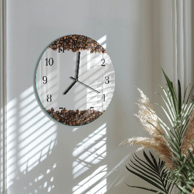 Glas wanduhr mit motiv rund Kaffeebohnen