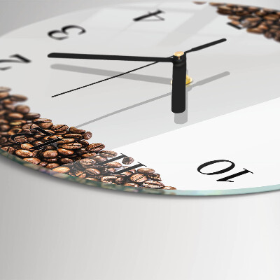 Glas wanduhr mit motiv rund Kaffeebohnen