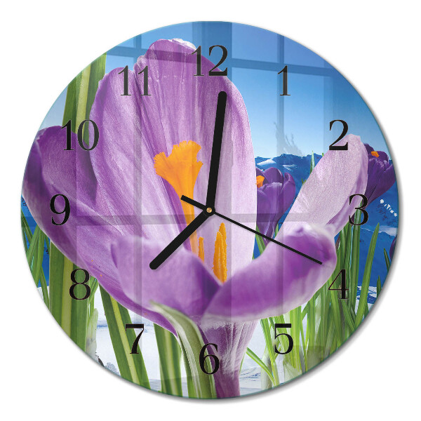 Runde wanduhr aus glas Frühling