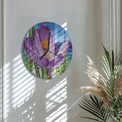 Runde wanduhr aus glas Frühling