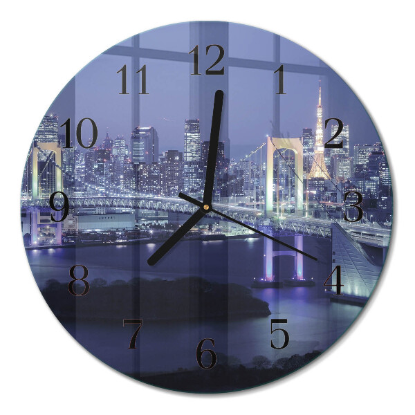 Glas wanduhr mit motiv rund Brücke