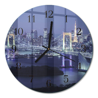 Glas wanduhr mit motiv rund Brücke