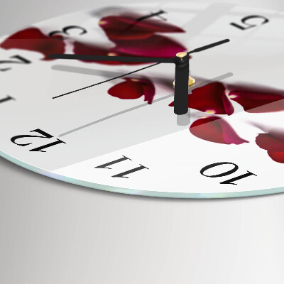 Wanduhr glas rund Rosenblätter